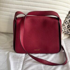 Radley London Medium Westwell Lane Flapover Crossbody in Cranberry Red Leather